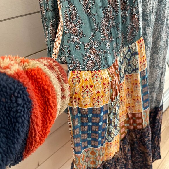 086 Boutique Patchwork Longline Duster NWOT Size Large - Picture 10 of 13